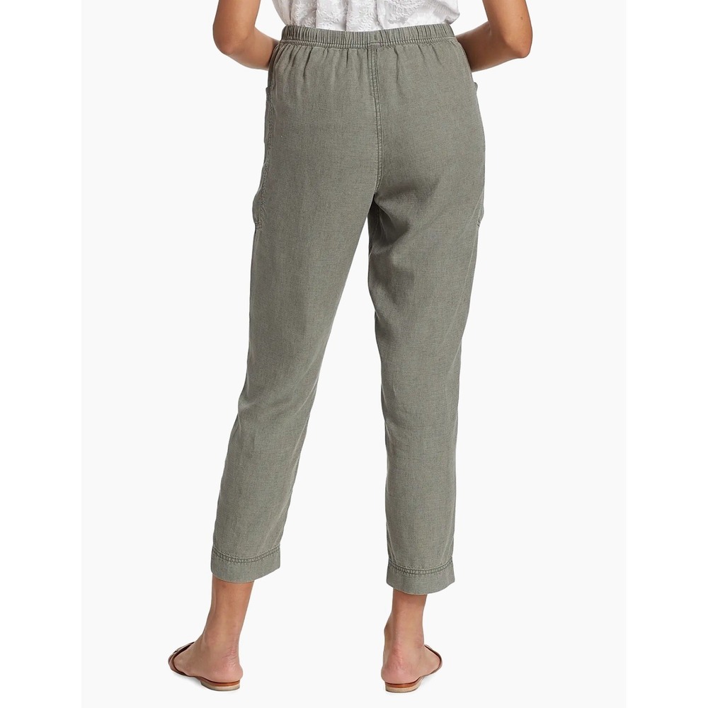 Splendid Women's Gia Drawstring Straight Leg Linen Blend Crop Pants Olive Medium - Picture 2 of 9